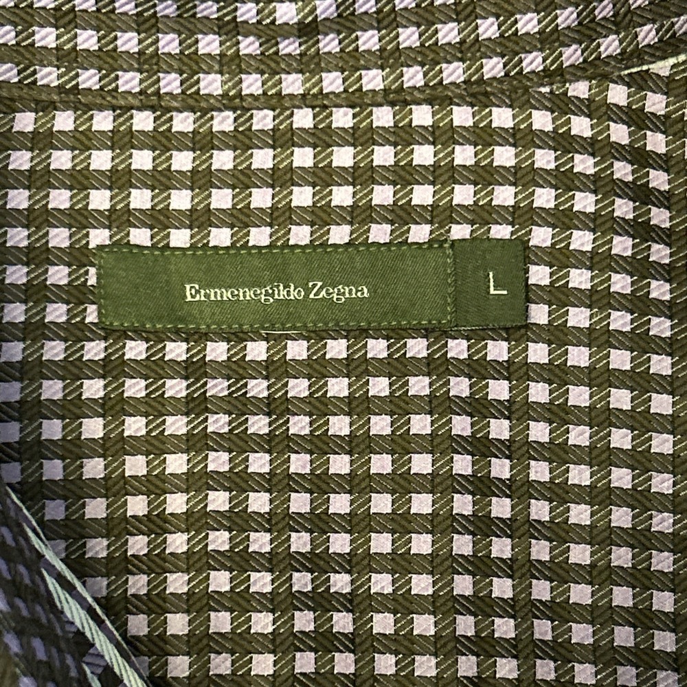 Ermenegildo Zegna Men's L Long Sleeve Button Up Purple Brown Gingham - Picture 15 of 16